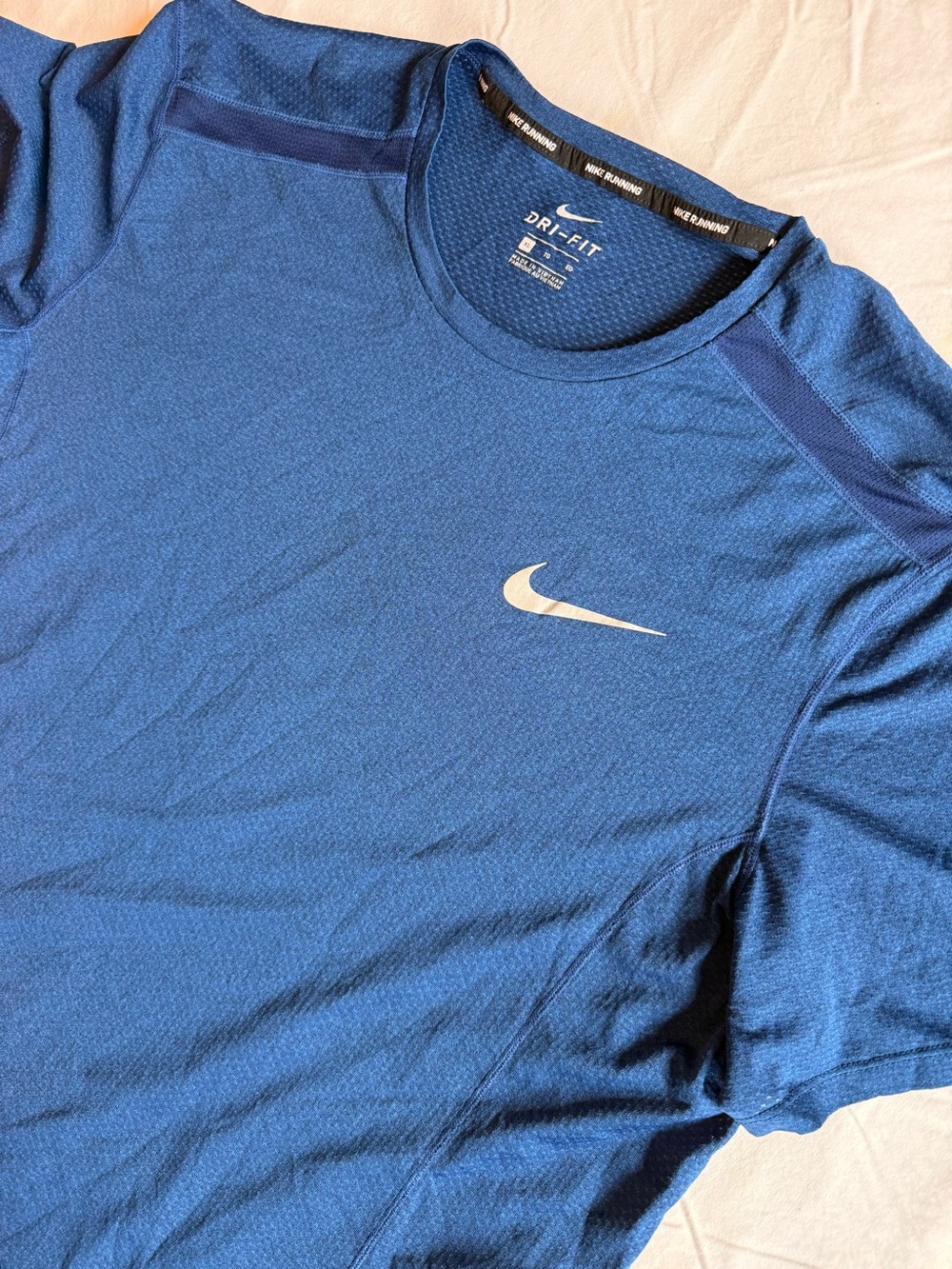 Mens Nike Running Short Sleeve Dri-FIT Tee in Royal Blue with White Swoosh XL